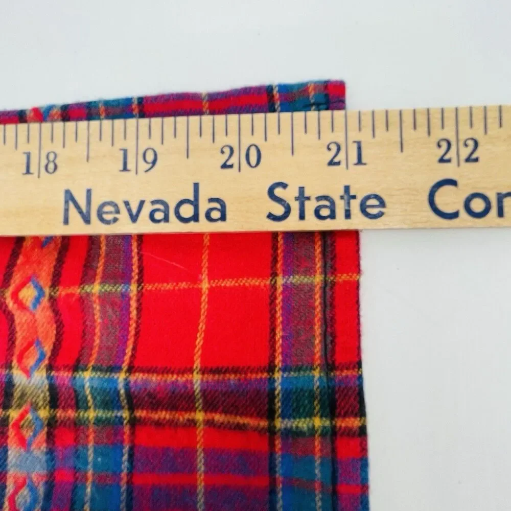 Vtg Sunbelt of California Plaid Bandana Pocket Square Embroidered Border 21x21